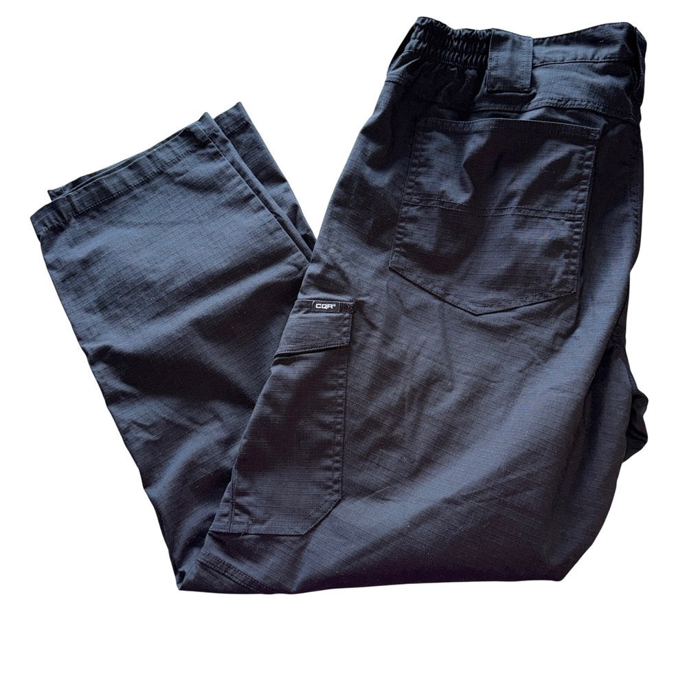 CQR Tactical Cargo Pants 38x30 Black Ripstop Water Resistant Work Hiking Men